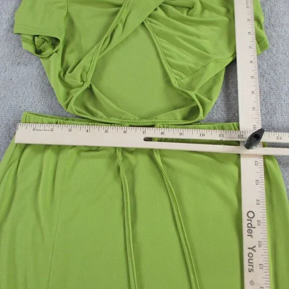 12th Tribe Top and Skirt Set Womens Small Green Twist Cropped EUC - Picture 5 of 10